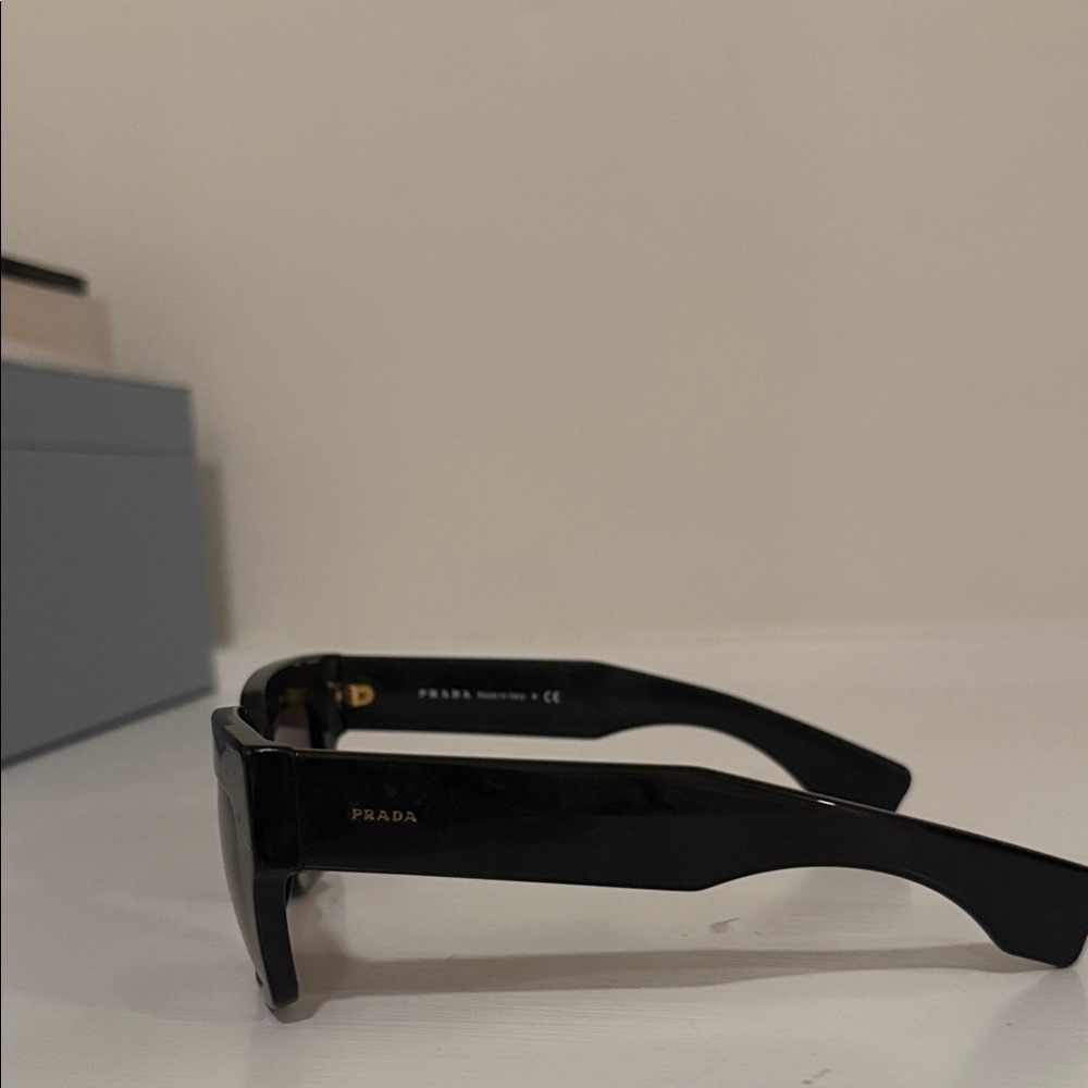 Prada Glossy Black Rectangular Sunglasses - Picture 2 of 2